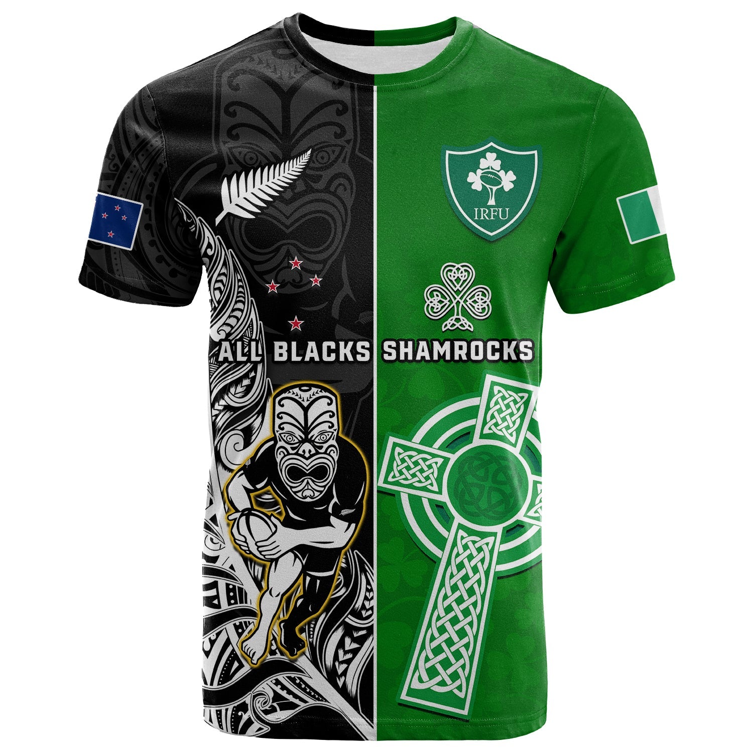 custom-personalised-new-zealand-and-ireland-rugby-t-shirt-all-black-maori-mix-shamrocks