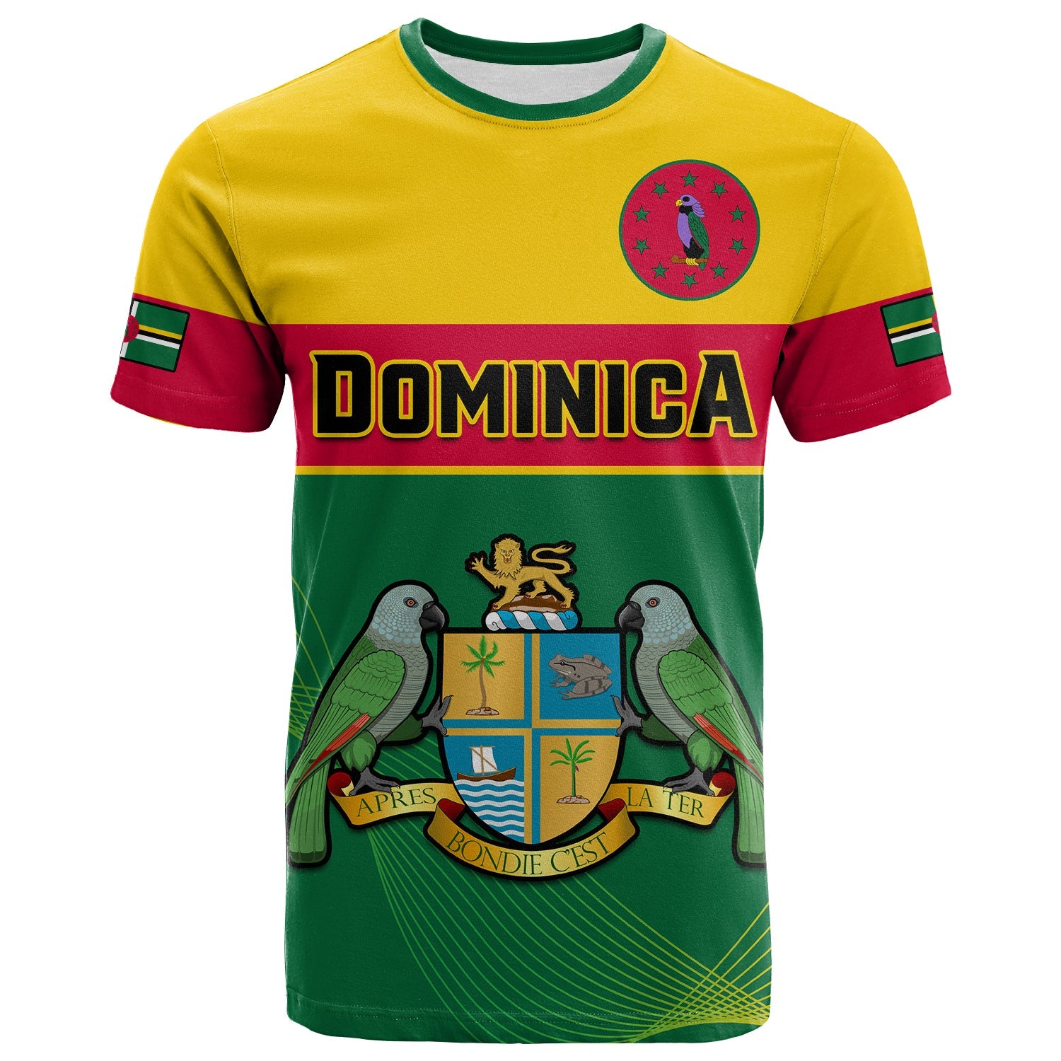 Custom Dominica T Shirt Dominican Coat Of Arms With Map - Wonder Print Shop