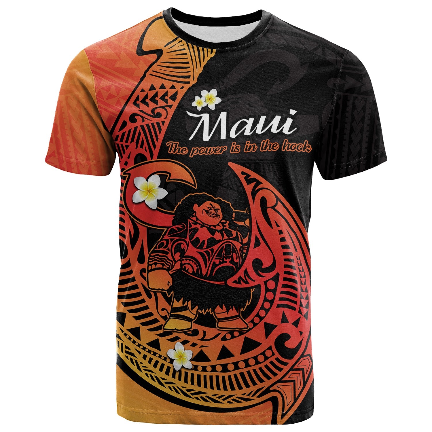 Custom Mauis Fish Hook T Shirt Polynesian Orange Gradient Version - Wonder Print Shop