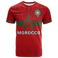 Custom Morocco Football T Shirt World Cup 2022 Red Moroccan Pattern - Wonder Print Shop