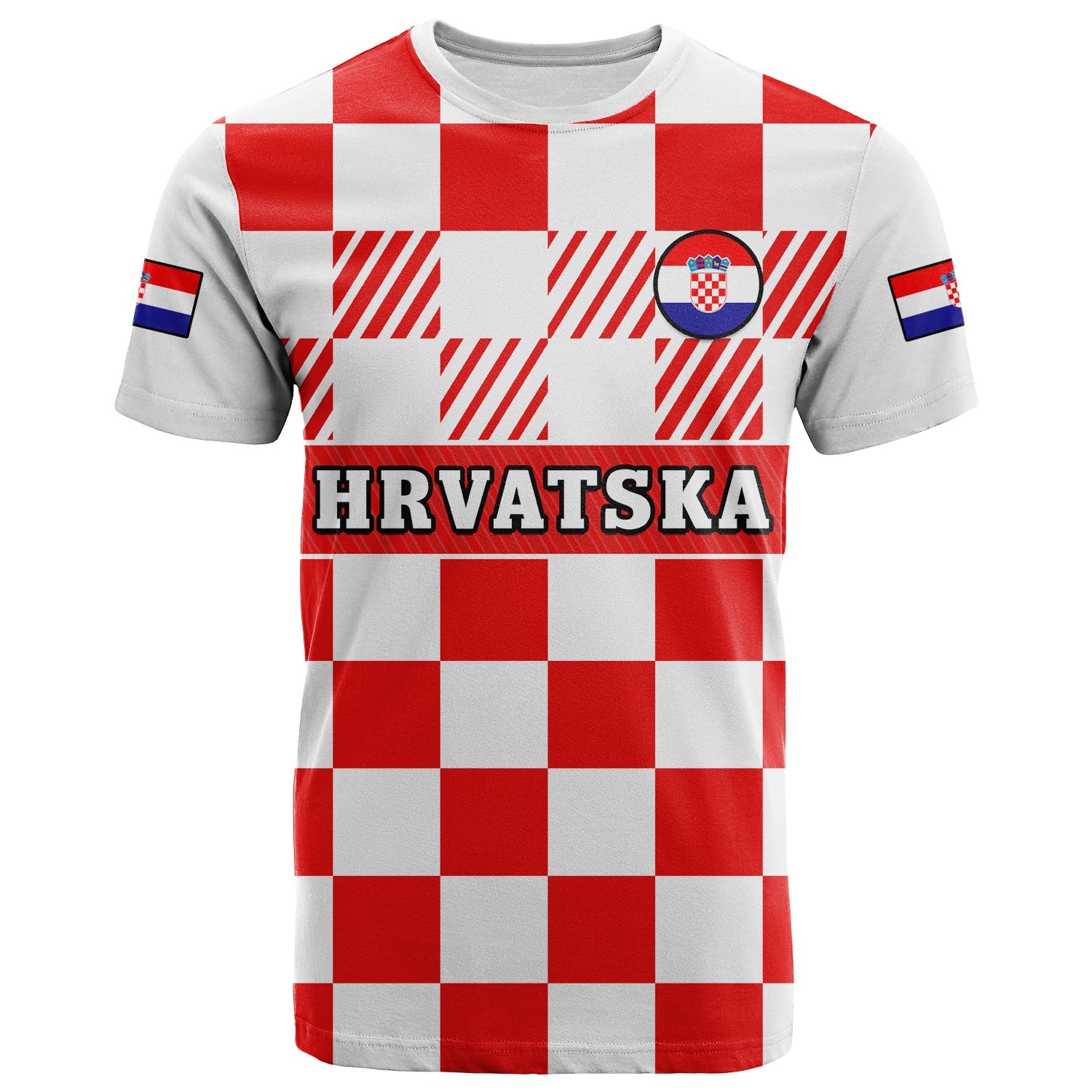 Croatia Football T Shirt Hrvatska Checkerboard Red Version - Wonder Print Shop