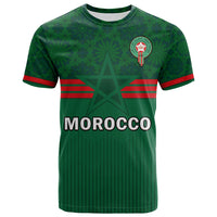 Custom Morocco Football T Shirt World Cup 2022 Green Moroccan Pattern - Wonder Print Shop