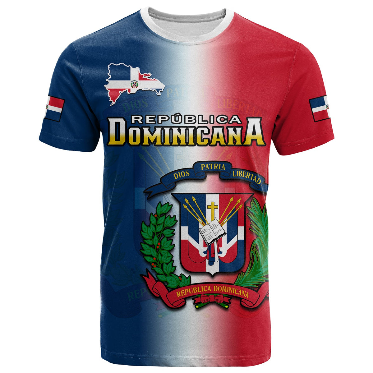 Dominican Republic T Shirt Dominicana Coat Of Arms Gradient Style - Wonder Print Shop