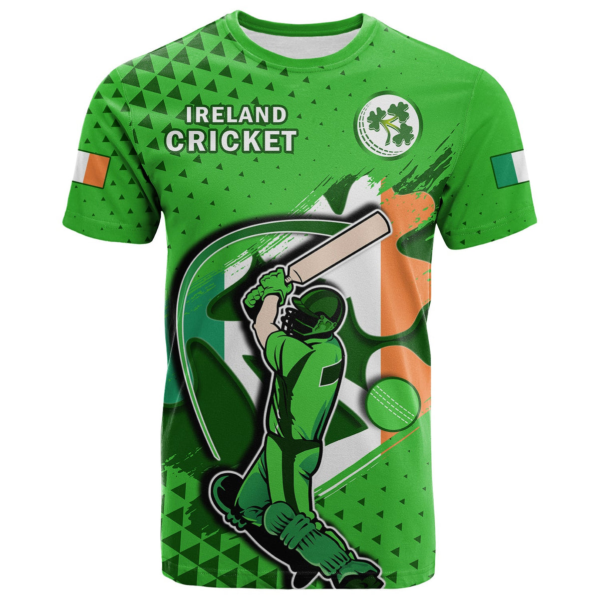 Custom Ireland Cricket T Shirt Irish Flag Shamrock Sporty Style - Wonder Print Shop