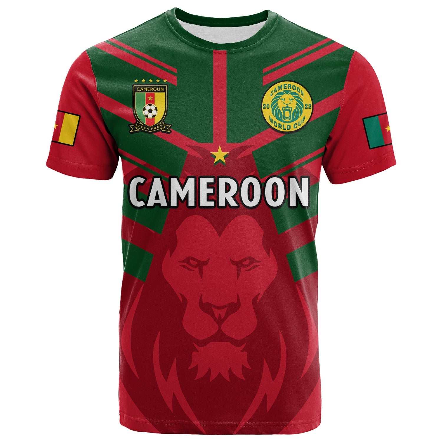 custom-text-and-number-cameroon-football-t-shirt-les-lions-indomptables-red-world-cup-2022