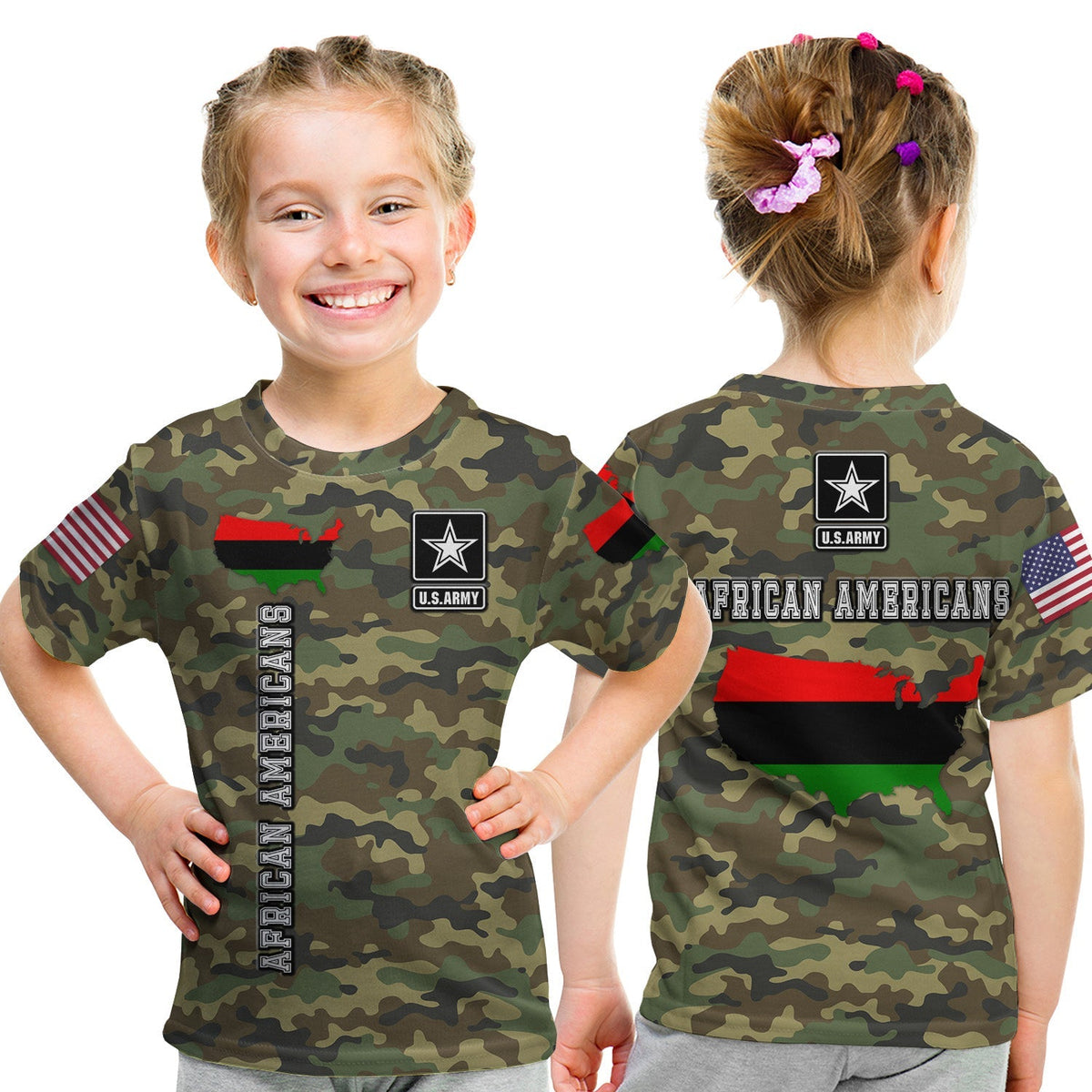 Military of African Americans T shirt KID Flag Simple Style LT8 - Wonder Print Shop