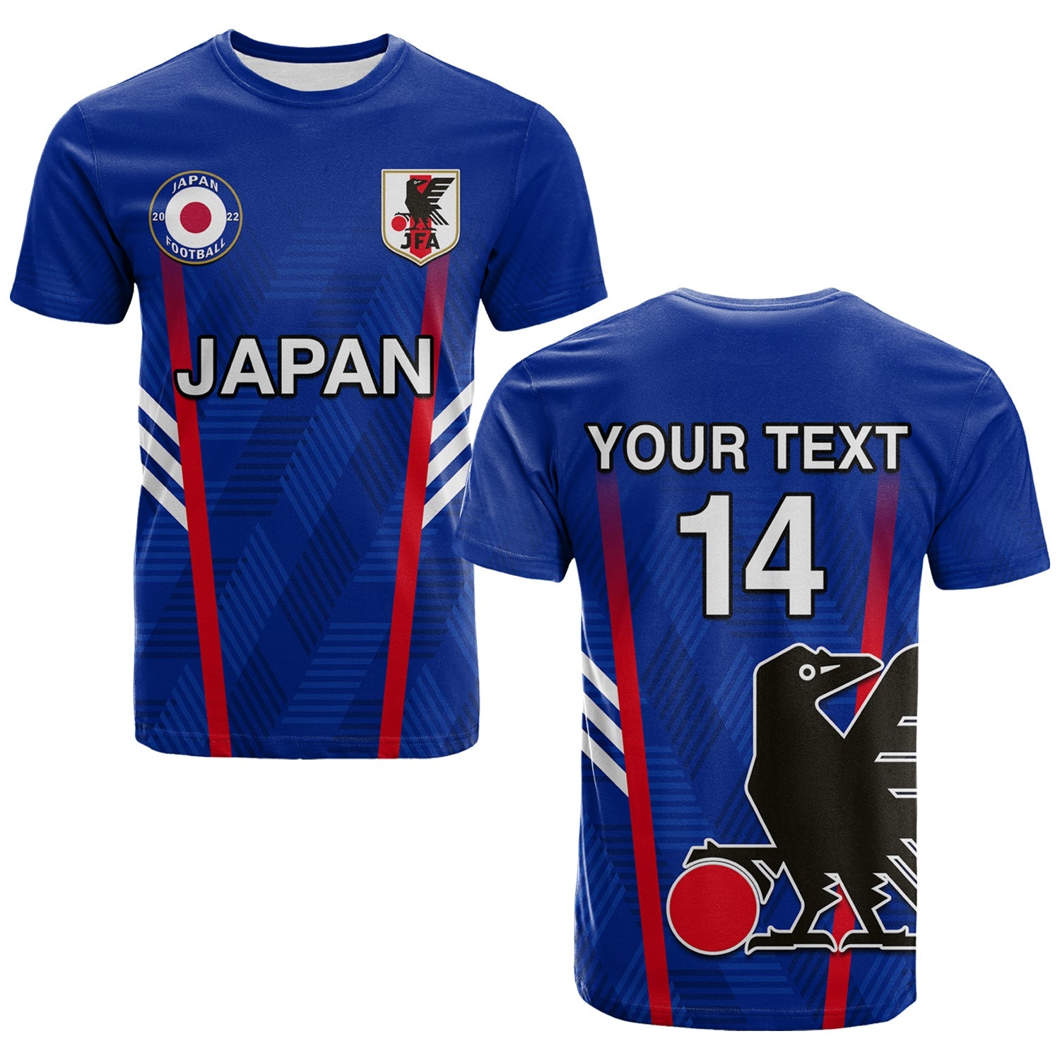 custom-text-and-number-japan-football-t-shirt-samurai-blue-world-cup-2022