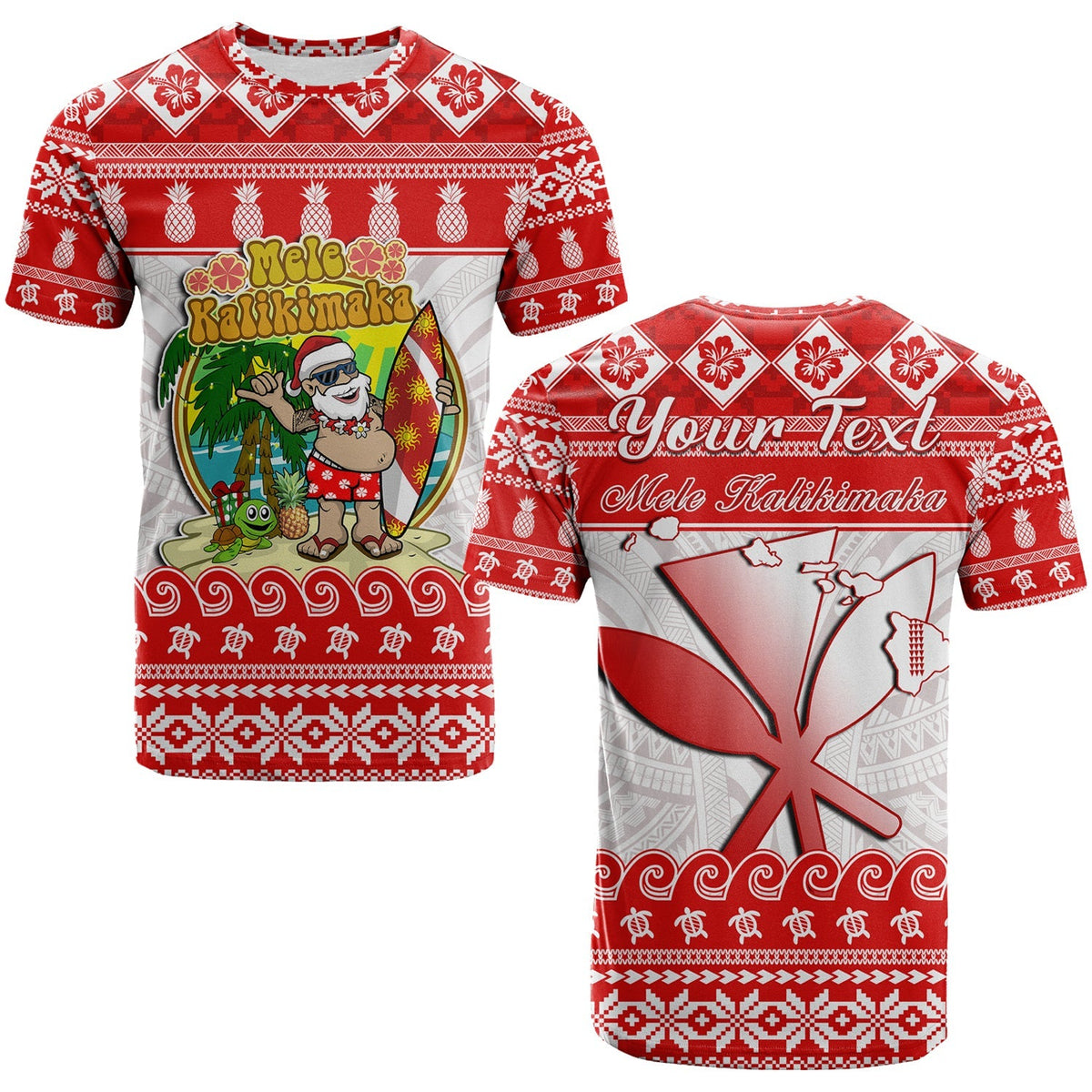 Custom Hawaii Christmas T Shirt Kanaka Polynesian Santa Claus Mele Kalikimaka - Wonder Print Shop