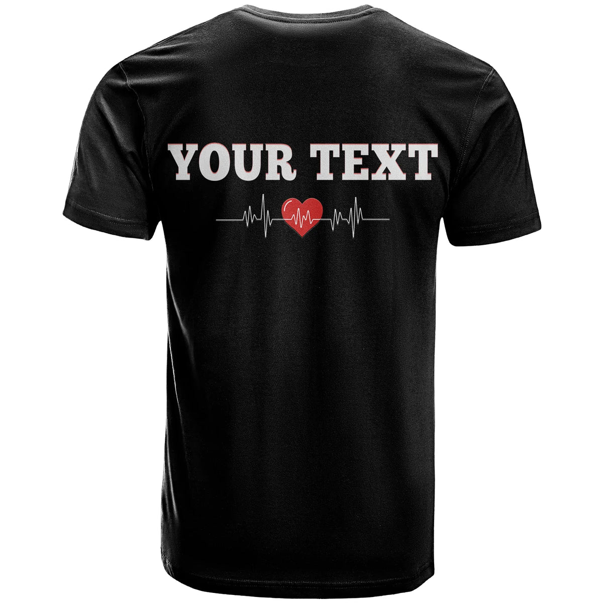 Custom American Valentines Day T Shirt Black My Heart Only Beats For Her - Wonder Print Shop