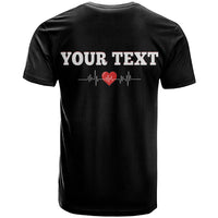 Custom American Valentines Day T Shirt Black My Heart Only Beats For Her - Wonder Print Shop