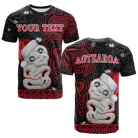 Custom New Zealand Christmas T Shirt Hei Tiki Red Pohutukawa Meri Kirihimete - Wonder Print Shop