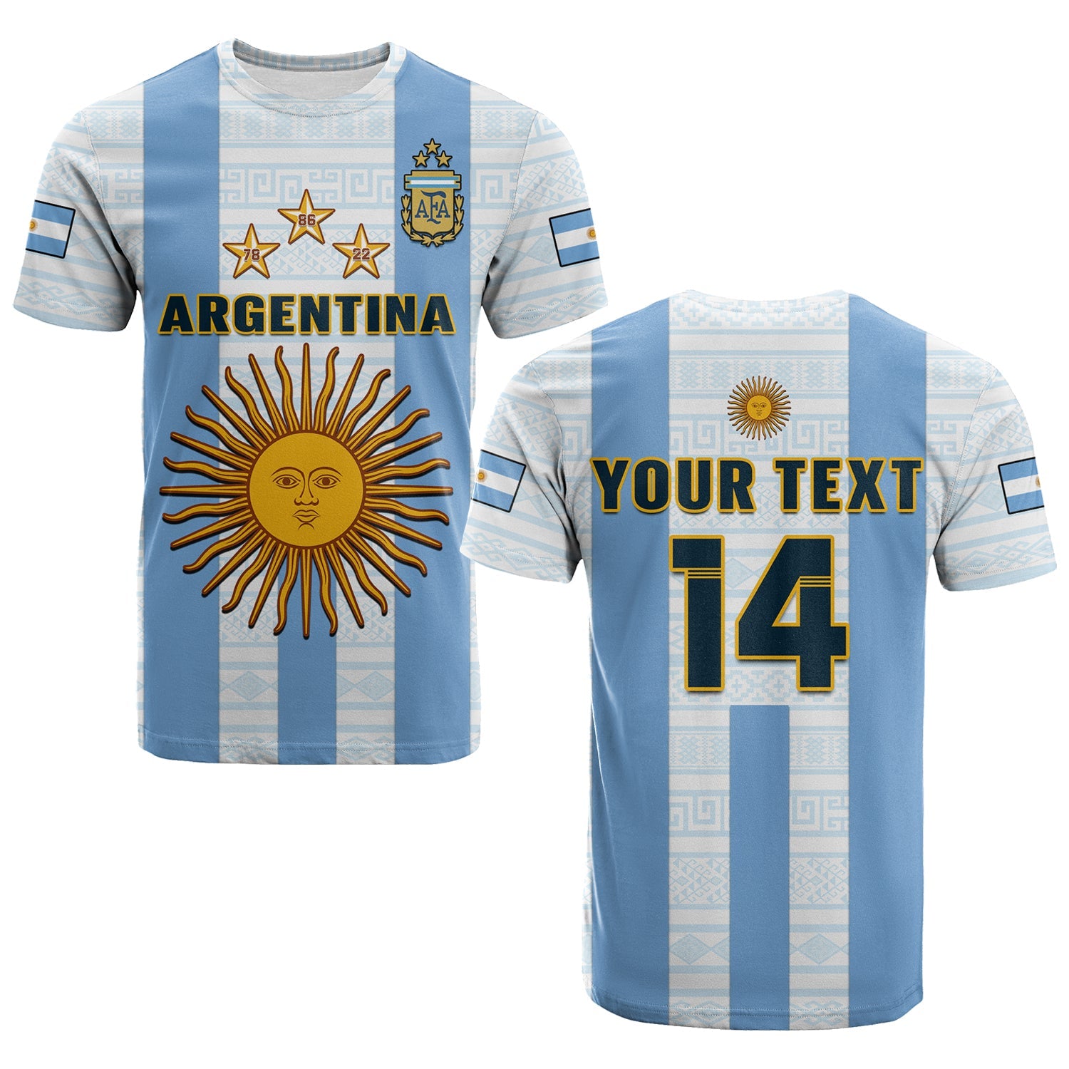 custom-text-and-number-argentina-football-t-shirt-world-cup-la-albiceleste-3rd-champions-proud