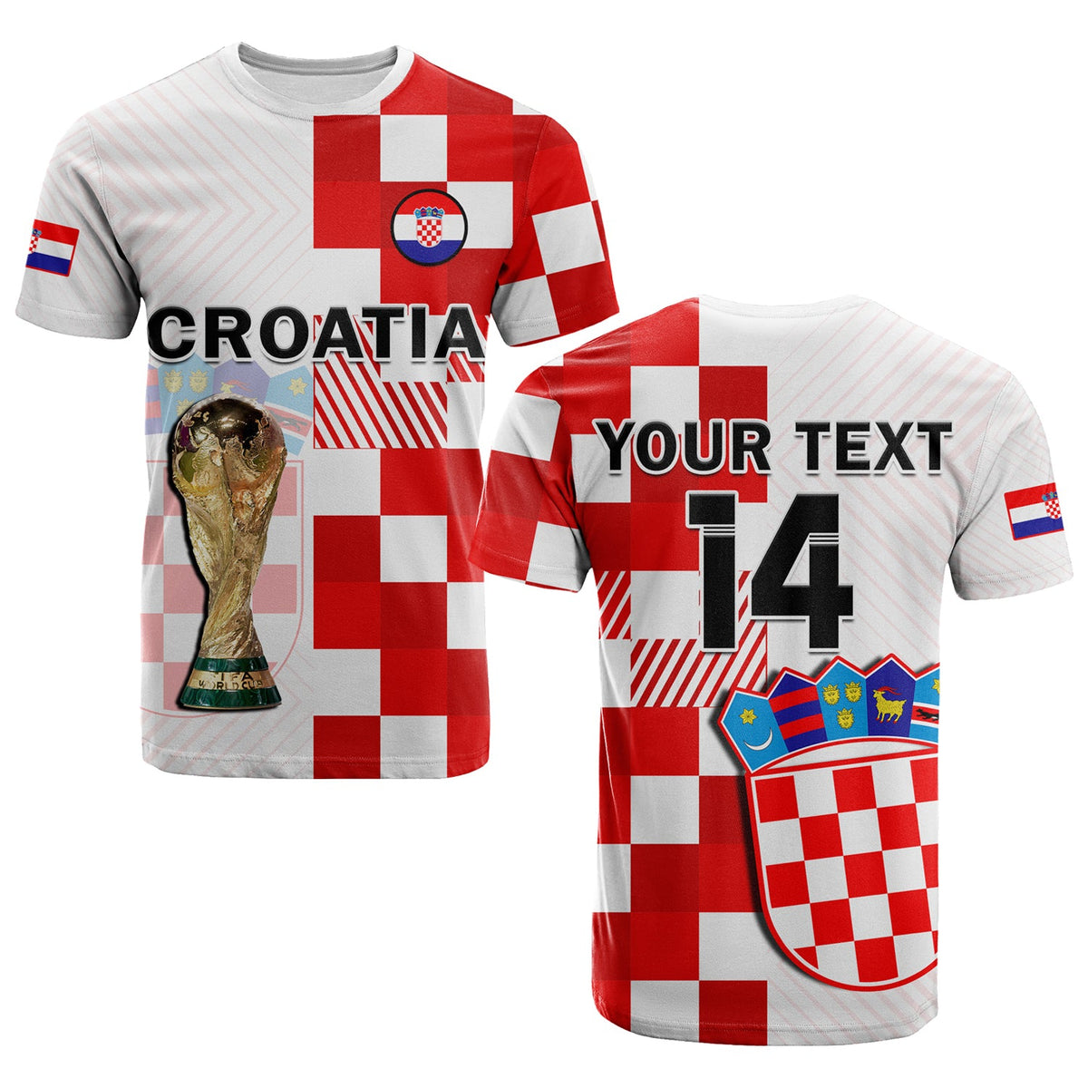 Custom Croatia Football T Shirt Hrvatska Checkerboard Champions WC 2022 - Wonder Print Shop