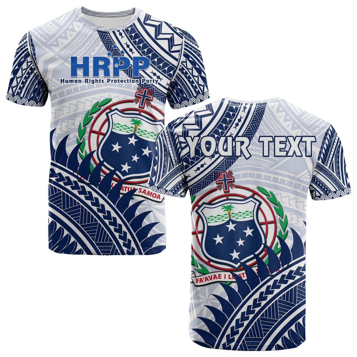 Custom HRPP Samoa T Shirt Samoan Coat Of Arms Polynesian Pattern - Wonder Print Shop