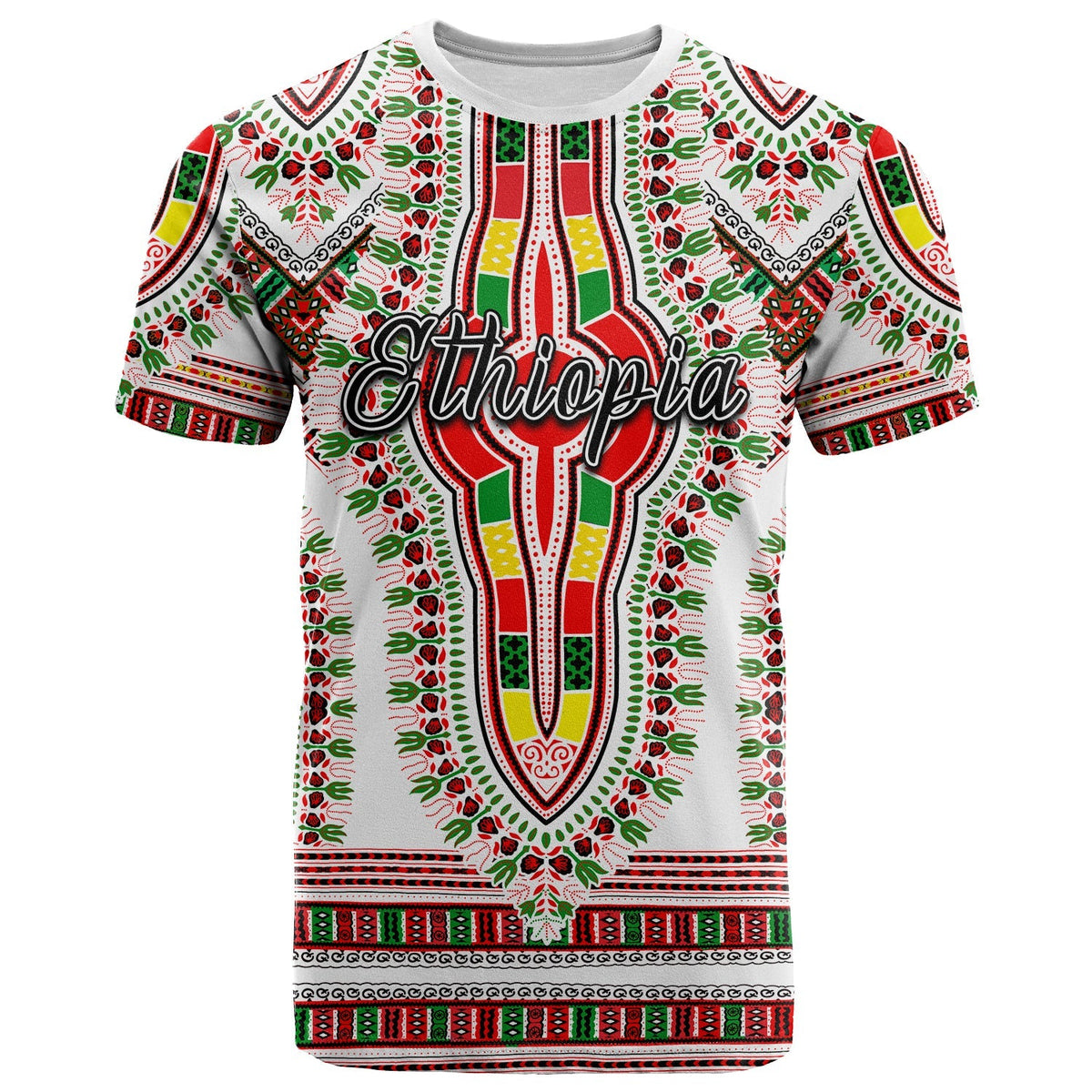 Custom Ethiopia T Shirt Dashiki White Style LT6 - Wonder Print Shop