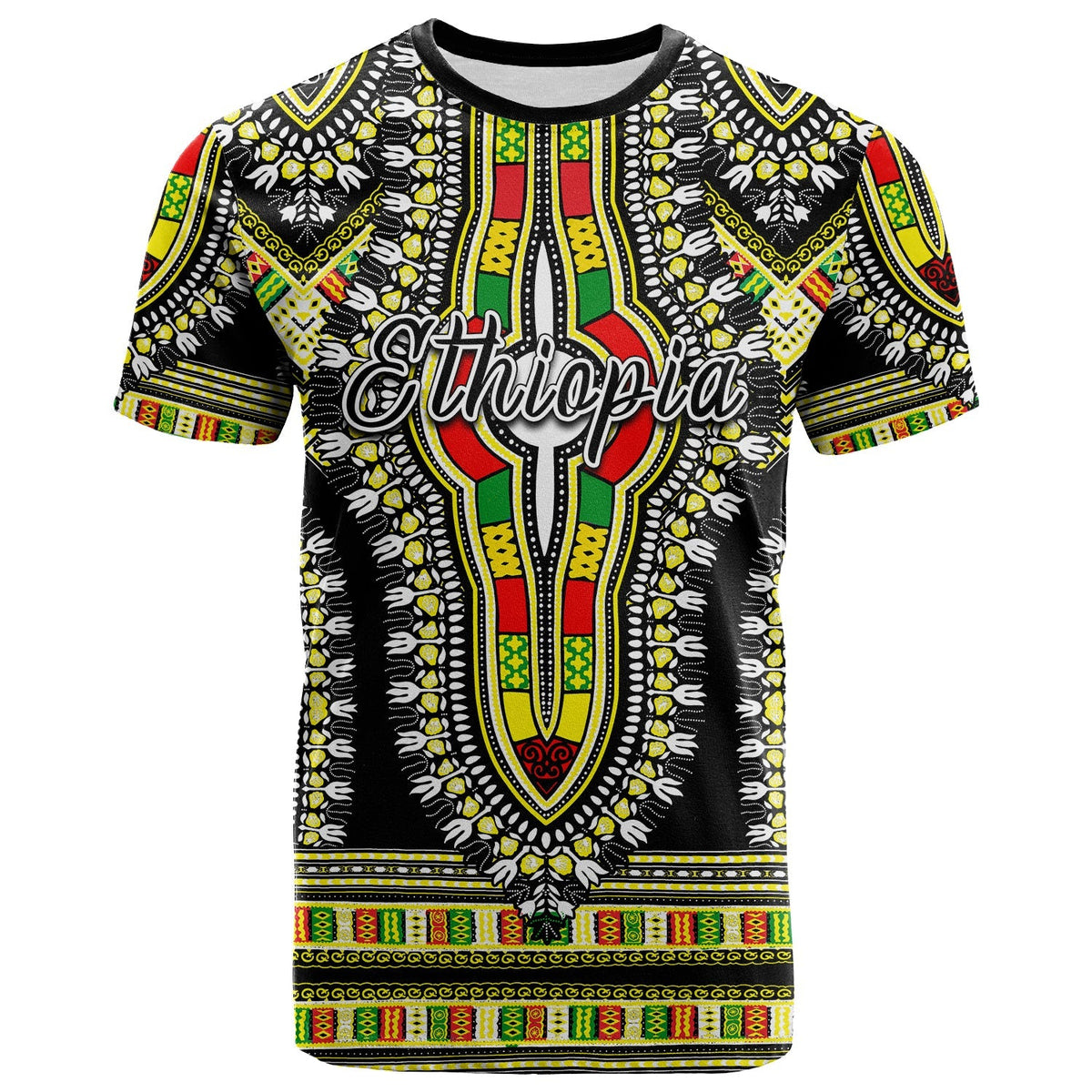 Custom Ethiopia T Shirt Dashiki Black Style LT6 - Wonder Print Shop