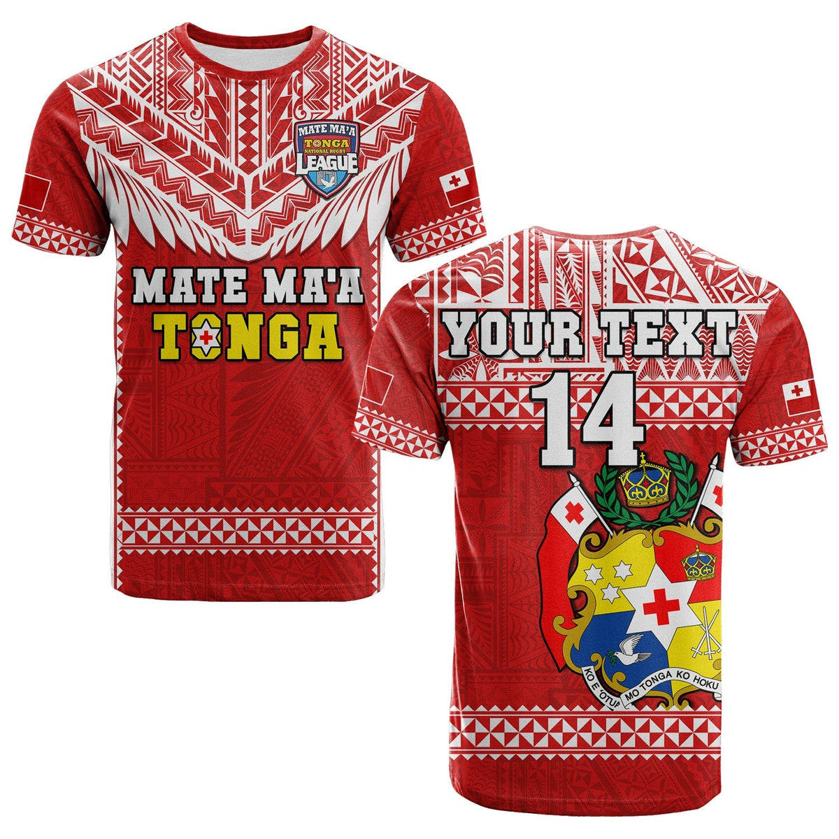 Custom Text And Number Tonga Rugby T Shirt Mate MaA Tonga Pacific Ngatu White - Wonder Print Shop