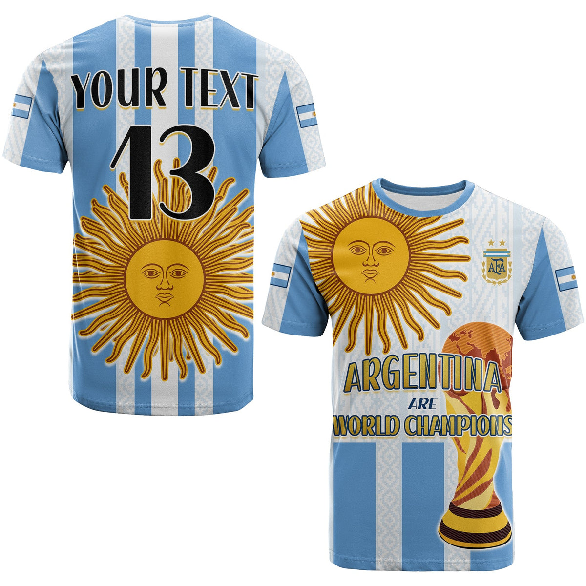 Custom Argentina Football T Shirt World Champions 2022 Dream Come True LT13 - Wonder Print Shop
