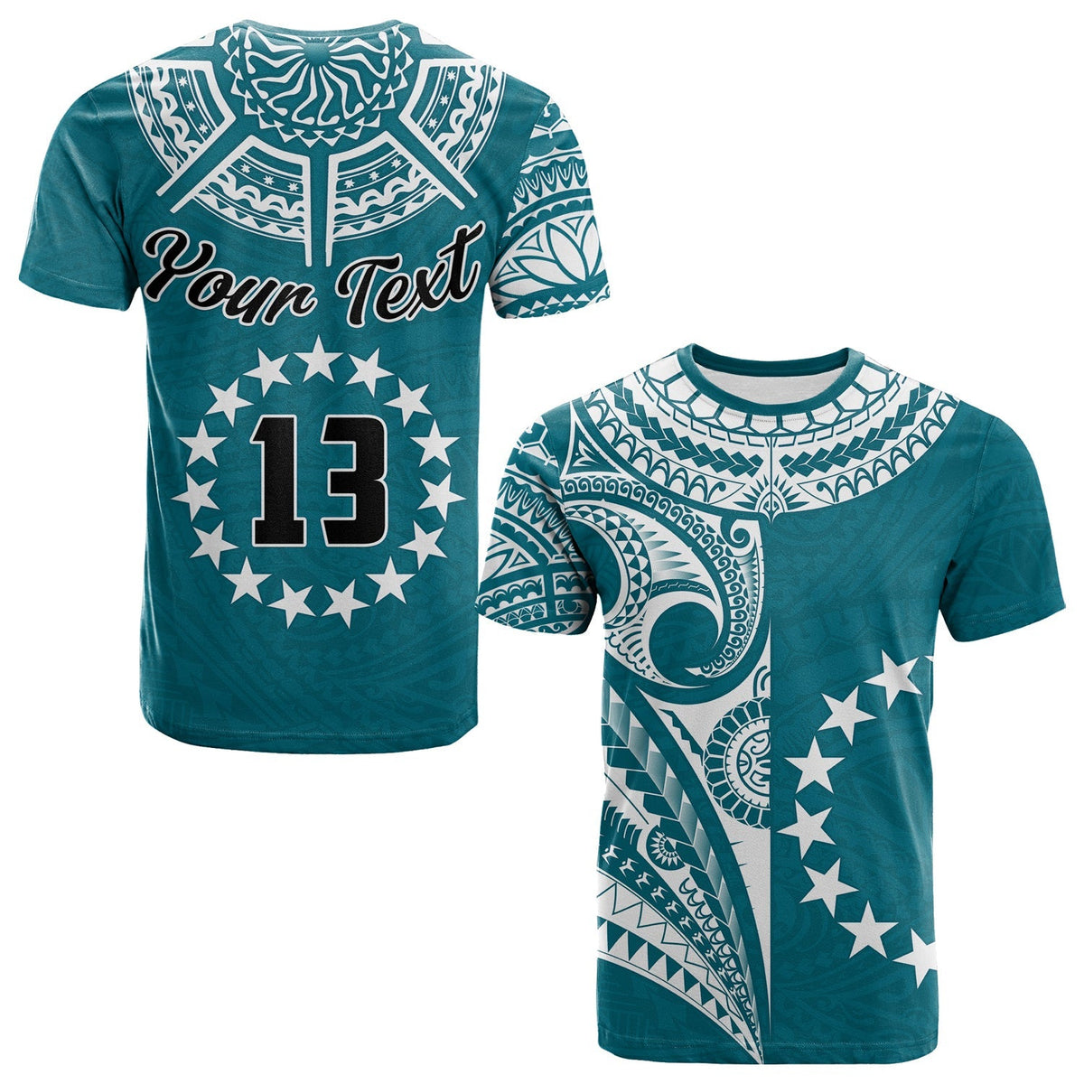 Custom Cook Islands Tatau T Shirt Symbolize Passion Stars Version Blue LT13 - Wonder Print Shop
