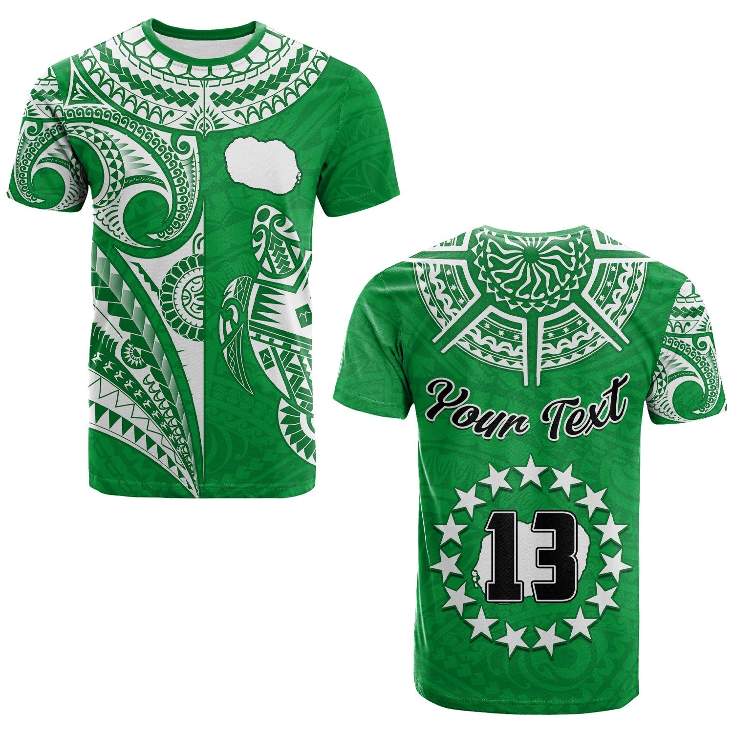 Custom Rarotonga Cook Islands T Shirt Turtle and Map Style Green LT13 - Wonder Print Shop