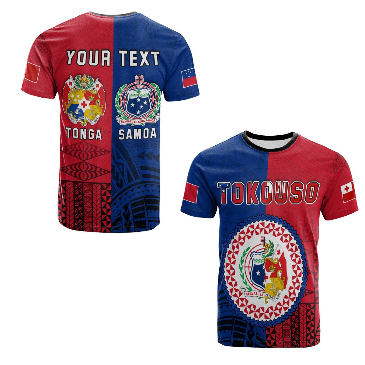 Custom TokoUso T Shirt Tonga and Samoa Together LT13 - Wonder Print Shop