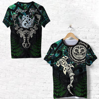Custom Aotearoa Paua Shell T Shirt Maori Manaia and Fish LT13 - Wonder Print Shop