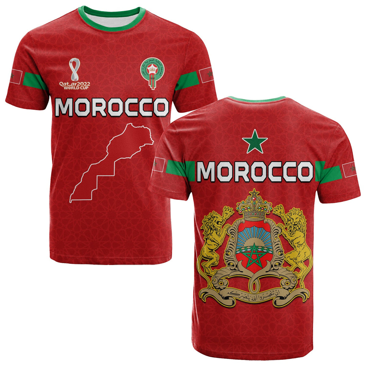 Custom Morocco Football T Shirt Champions World Cup New History LT13 - Wonder Print Shop
