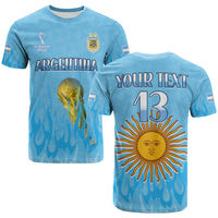Custom Argentina Football T Shirt Vamos Sky Champions World Cup Fire LT13 - Wonder Print Shop