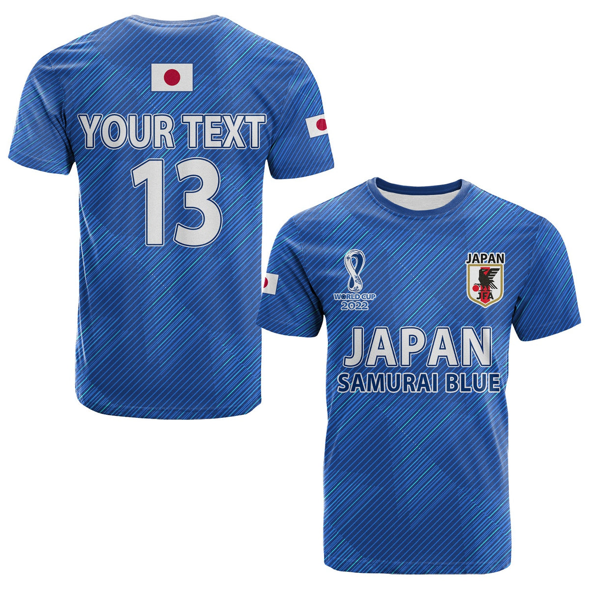 Custom Japan Football T Shirt Samurai Blue Champions 2022 World Cup LT13 - Wonder Print Shop