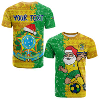 Custom Brazil Football T Shirt Christmas Santa Claus Selecao Champions LT13 - Wonder Print Shop