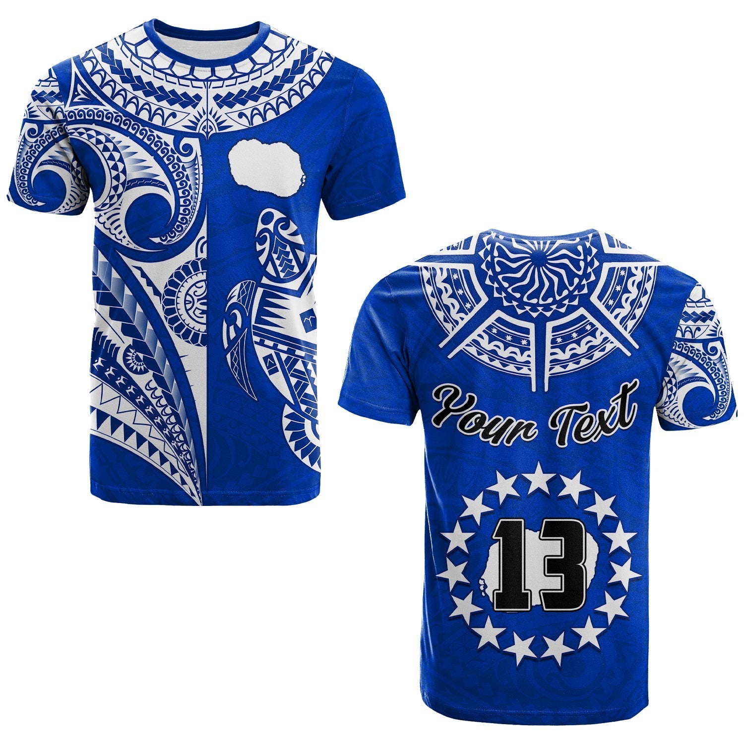 Custom Rarotonga Cook Islands T Shirt Turtle and Map Style Blue LT13 - Wonder Print Shop