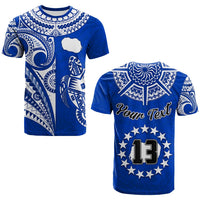 Custom Rarotonga Cook Islands T Shirt Turtle and Map Style Blue LT13 - Wonder Print Shop