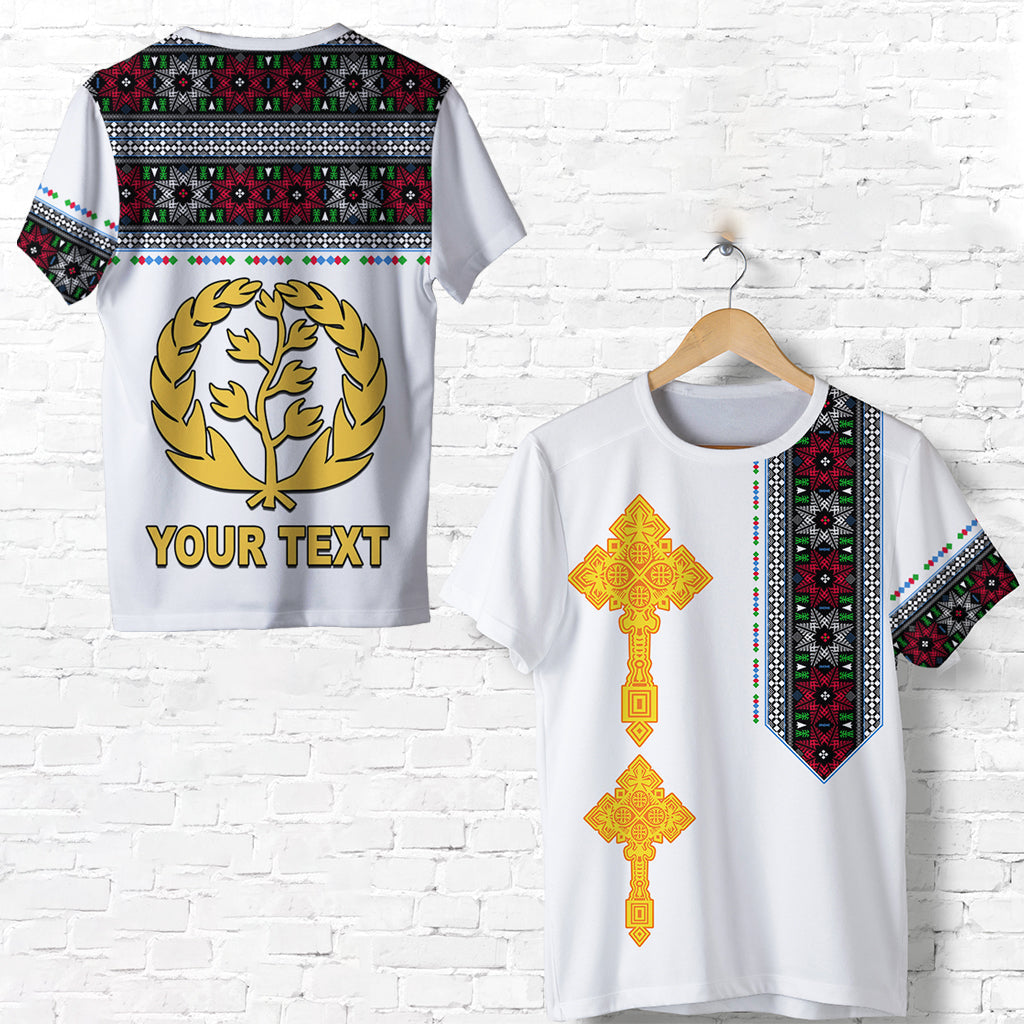 Custom Eritrea Tibeb T Shirt Eritrean Cross Mix Flag LT13 - Wonder Print Shop