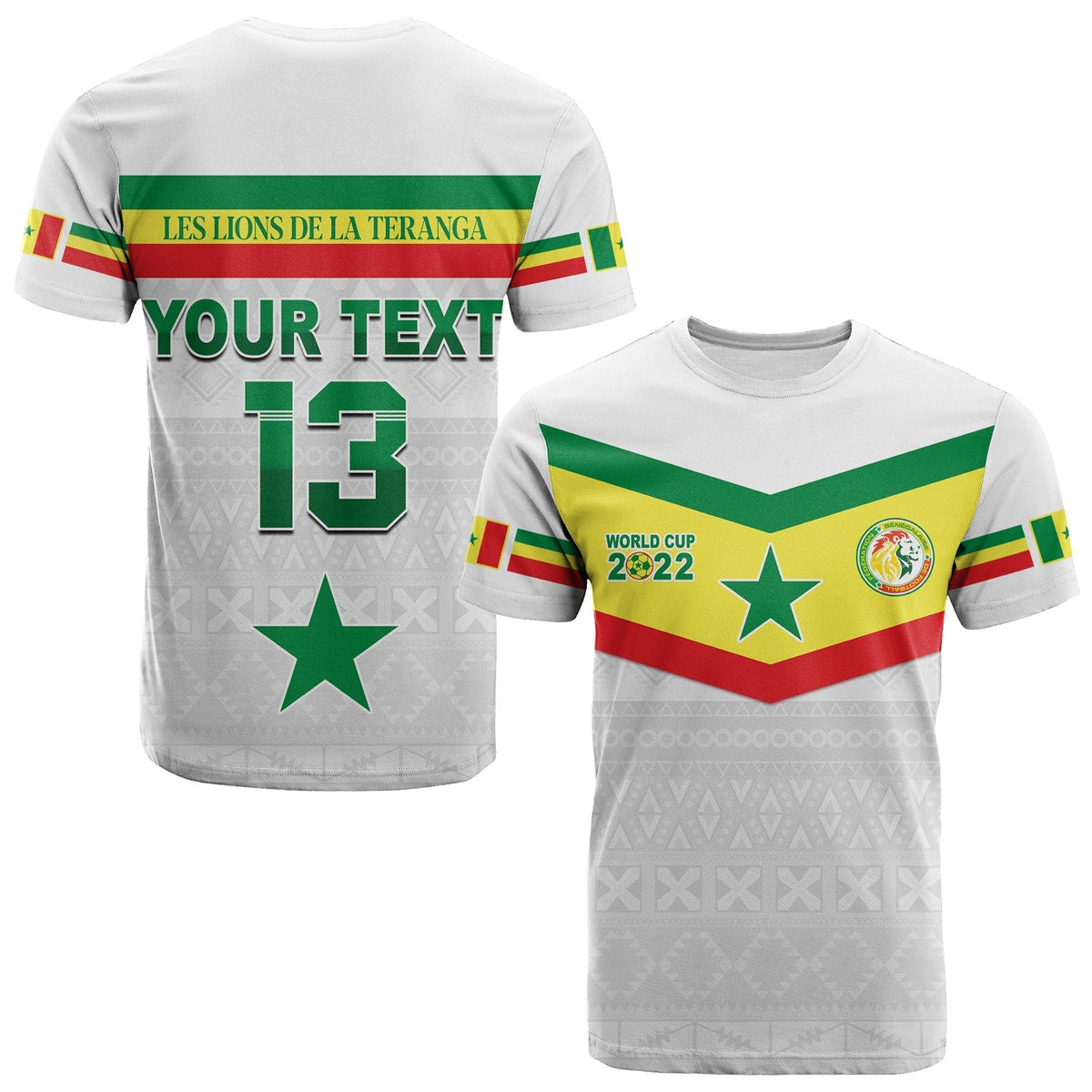 Custom Senegal T Shirt Football 2022 Champion Teranga Lions Mix African Pattern LT13 - Wonder Print Shop