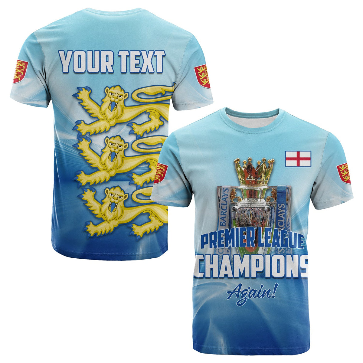 Custom England T Shirt Football 2022 Come On Champions LT13 - Wonder Print Shop