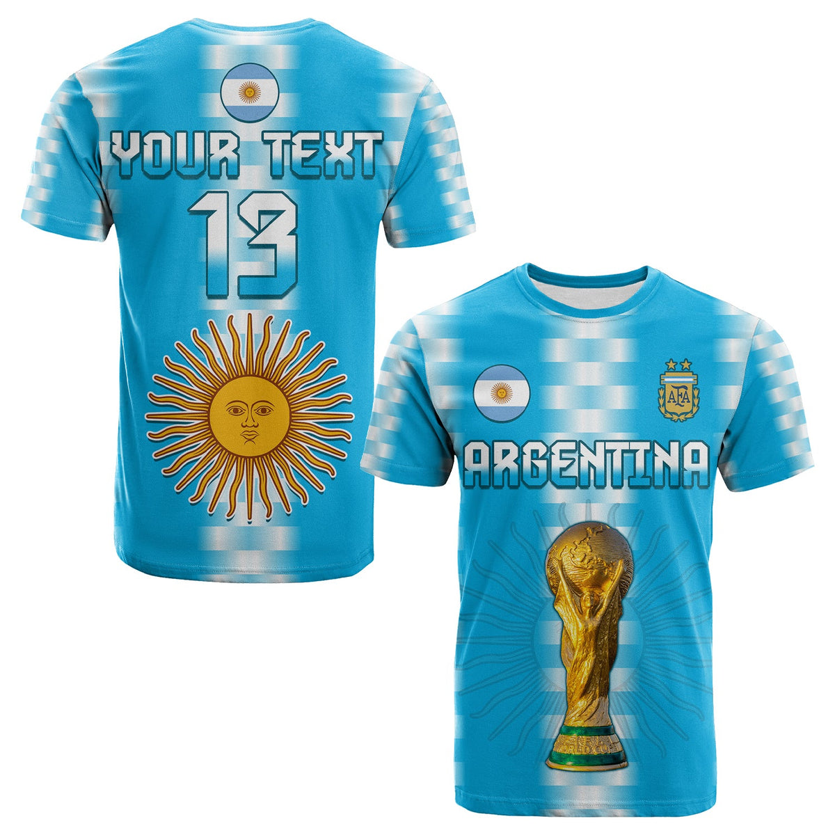 Custom Argentina Football Champions T Shirt La Albiceleste GOAT LT13 - Wonder Print Shop