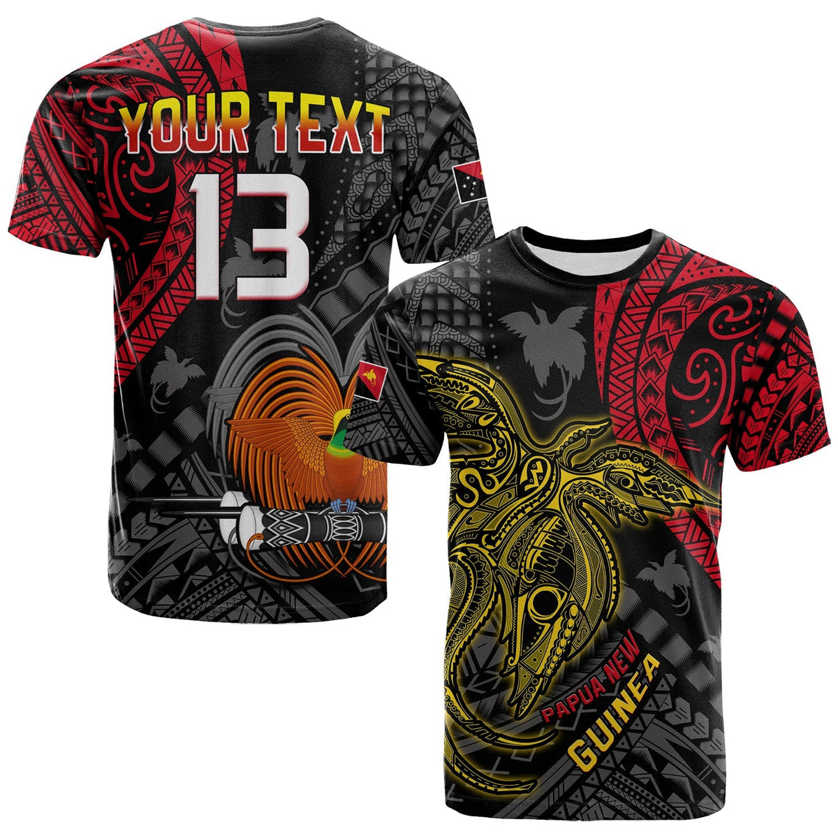 Custom Text and Number Papua New Guinea T Shirt Raggiana Birds Of Paradise Happy 47th Independence Day LT13 - Wonder Print Shop