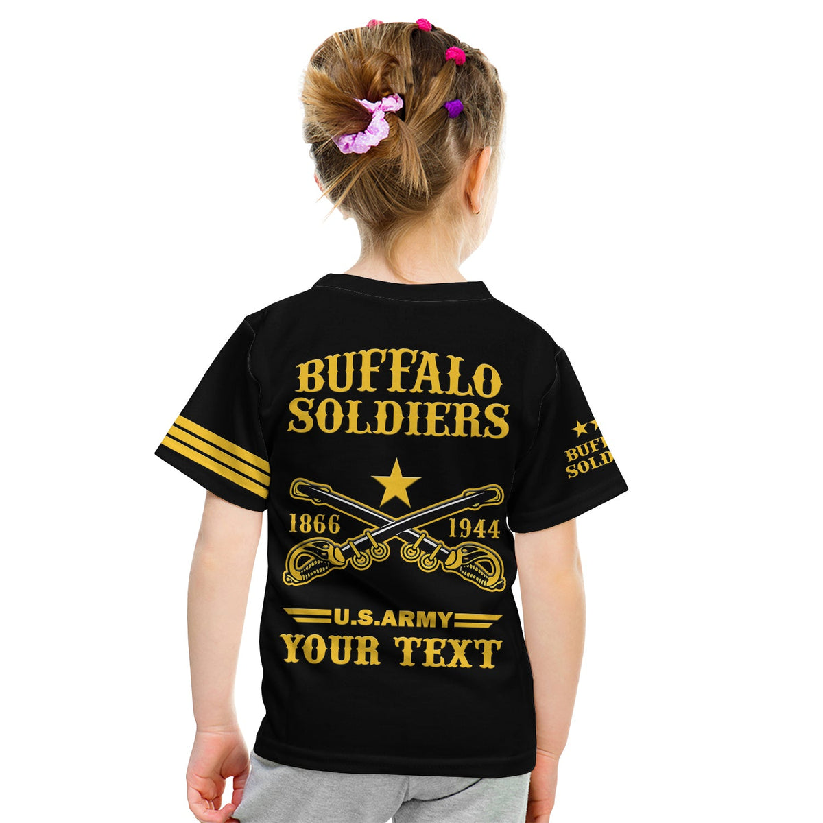 (Custom Text And Chapter) Buffalo Soldiers T Shirt KID BSMC United States Army Black - Wonder Print Shop