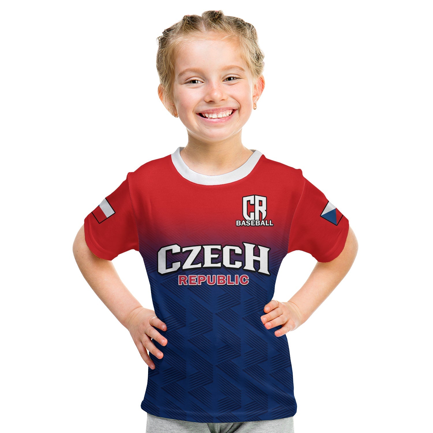 (Custom Text And Number) Czech Republic 2023 T Shirt KID Baseball - Wonder Print Shop