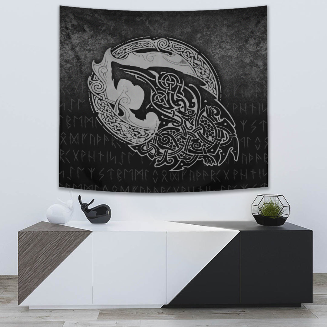 Viking Tapestry - Fenrir Viking 3D Tattoo - Special Version Tapestry RLT12 - Wonder Print Shop