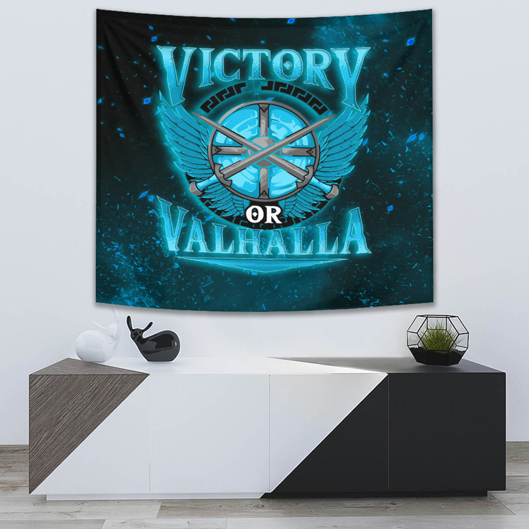 Viking Tapestry - Victory Or Valhalla Cyan Style Tapestry RLT12 - Wonder Print Shop