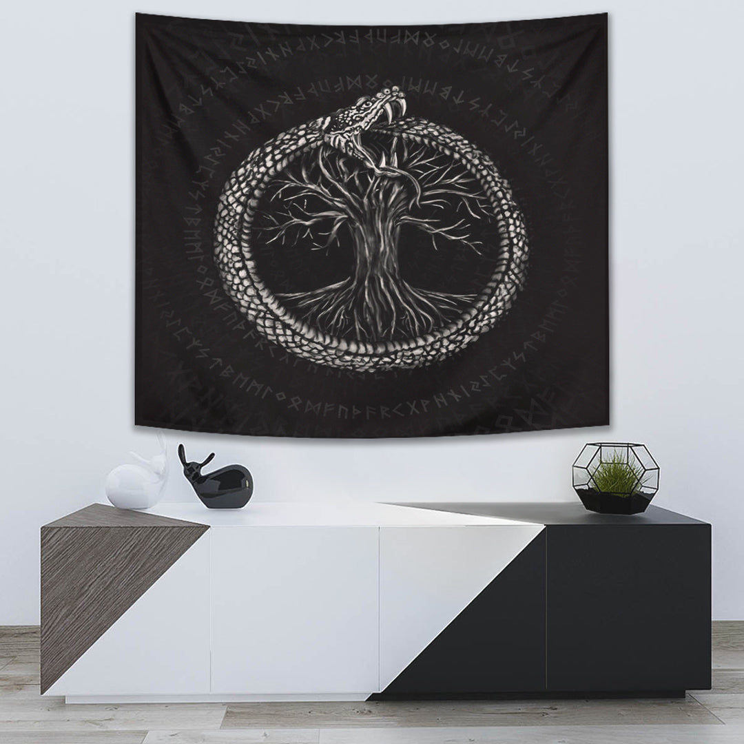Viking Tapestry - Ouroboros with Tree Of Life Tapestry RLT12 - Wonder Print Shop