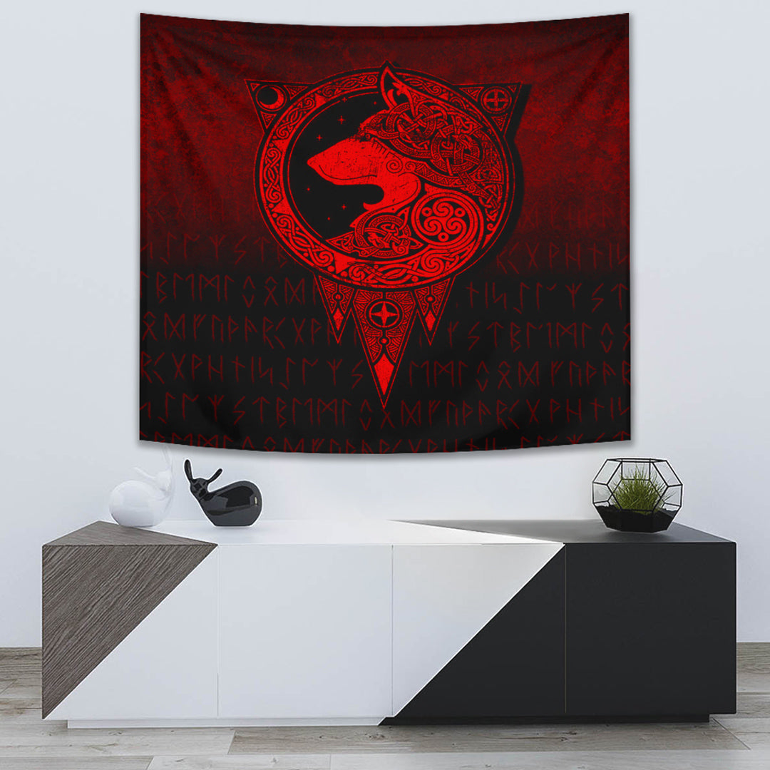 Viking Tapestry - Viking Norse Wolf - Red Version Tapestry RLT12 - Wonder Print Shop