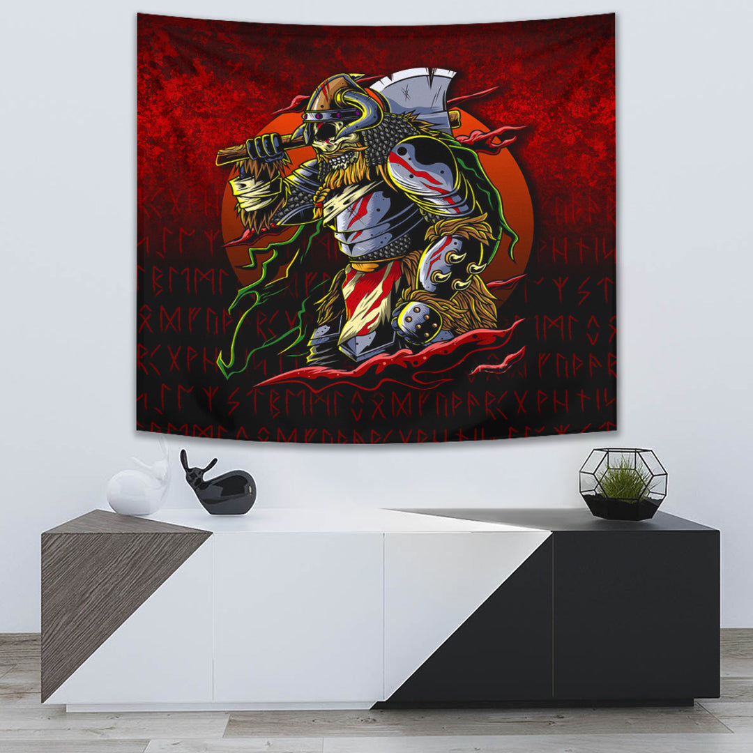 Viking Tapestry - Samurai Viking Warrior Ronin Berserk Armor Axe Tapestry RLT12 - Wonder Print Shop