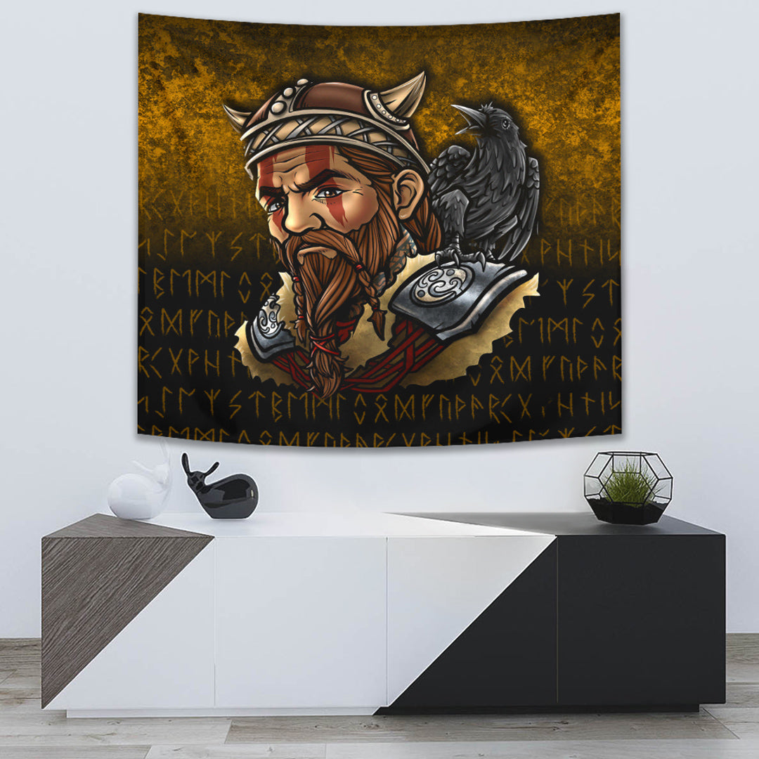 Viking Tapestry - Viking Warrior Odin Valhalla Raven Tapestry RLT12 - Wonder Print Shop