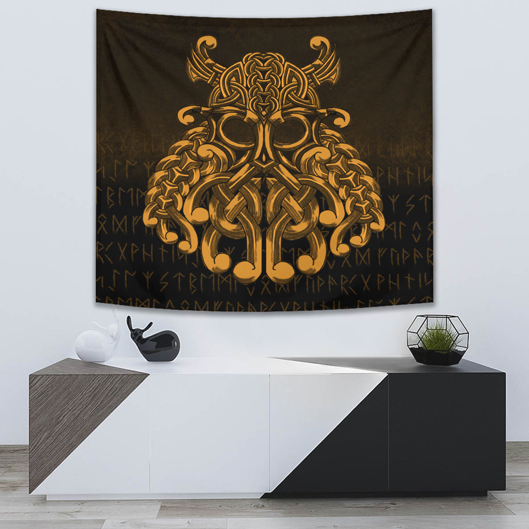 Viking Tapestry - Vikings Odin Valhalla - Gold Version Tapestry RLT12 - Wonder Print Shop