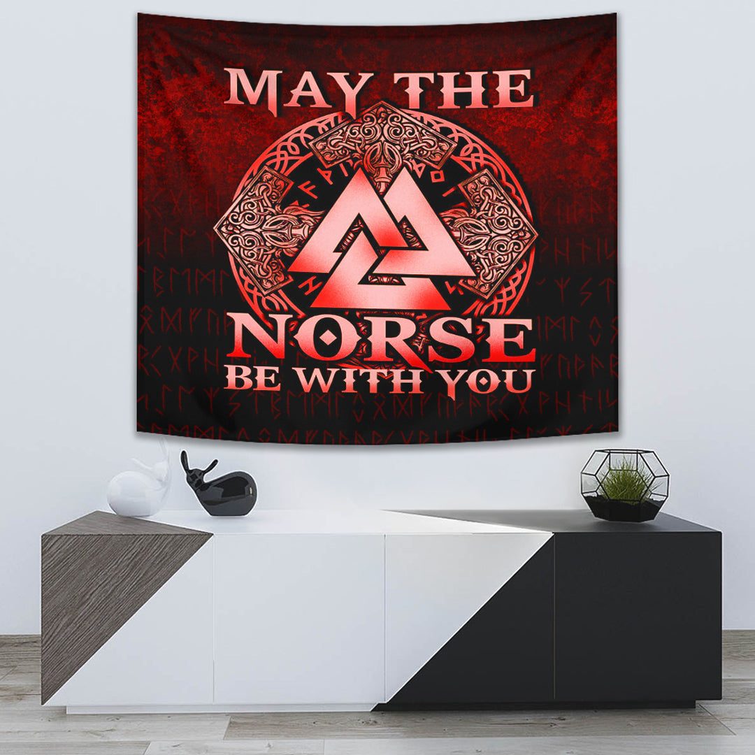 Viking Tapestry - May The Norse Be With You Viking - Red Version Tapestry RLT12 - Wonder Print Shop