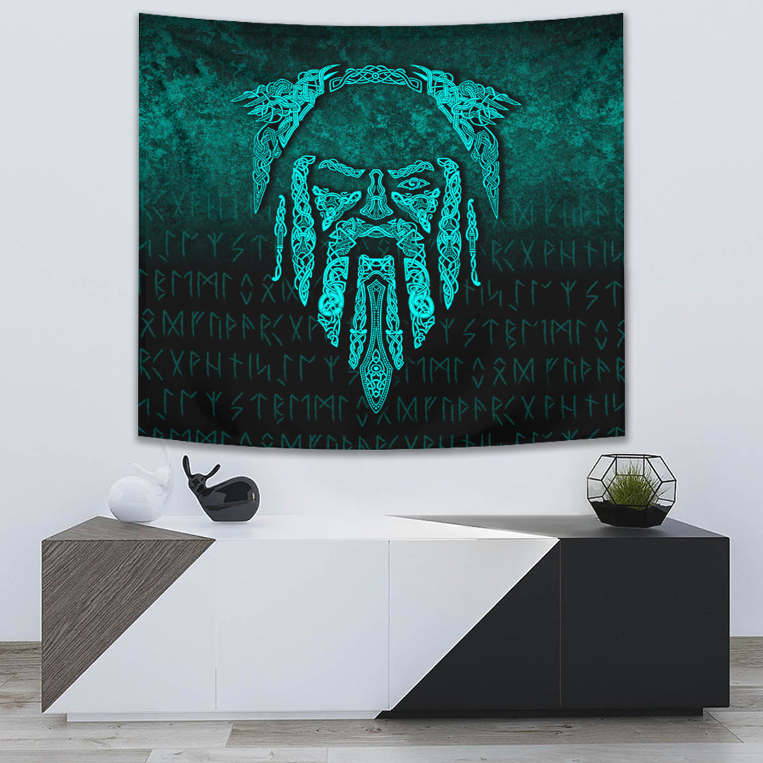 Viking Tapestry - Eye of Odin - Cyan Version Tapestry RLT12 - Wonder Print Shop