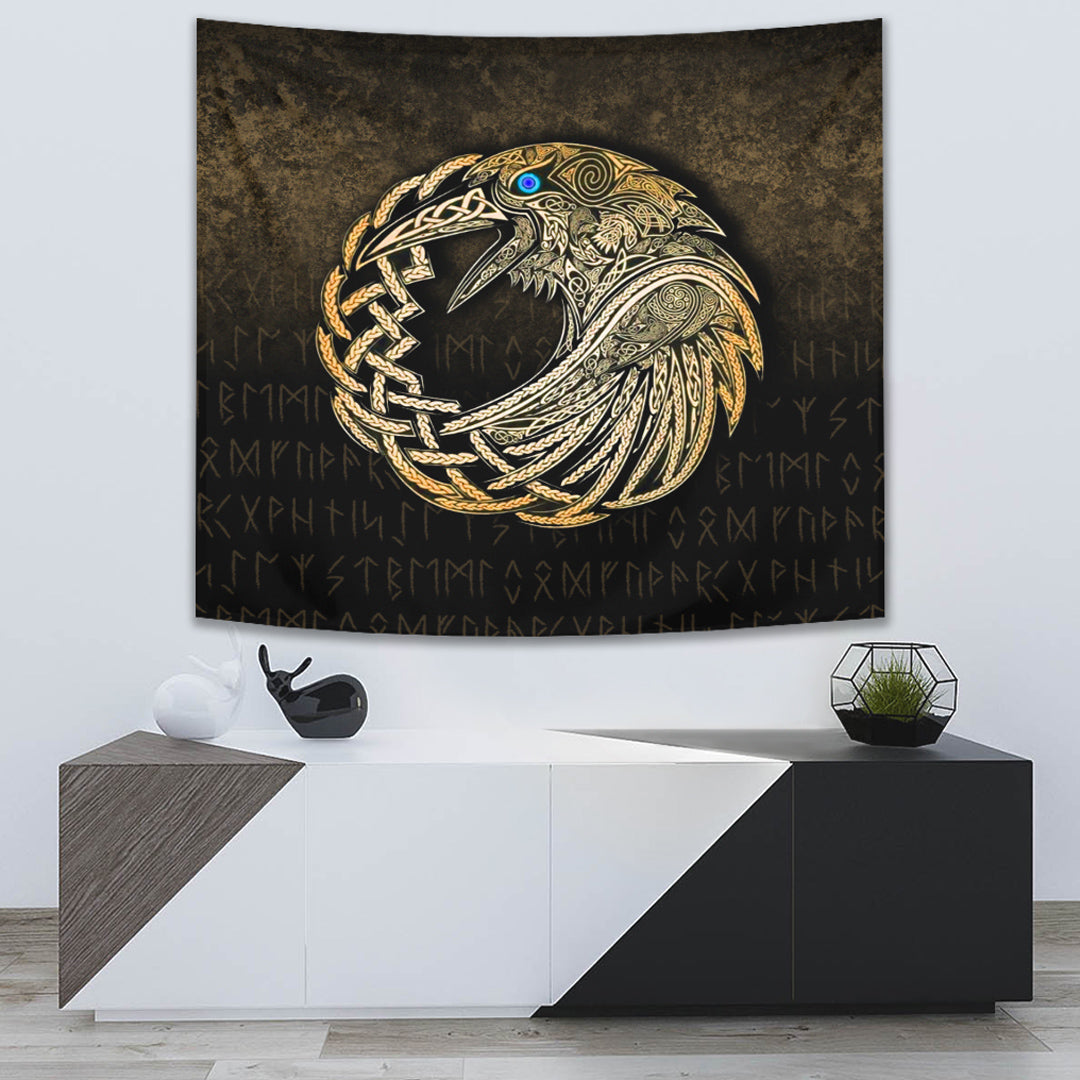 Viking Tapestry - Vikings Raven - Gold Version Tapestry RLT12 - Wonder Print Shop