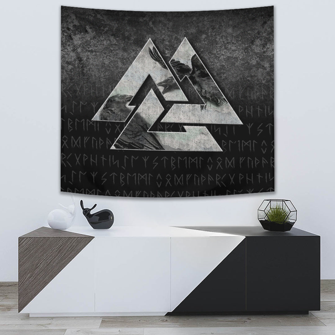 Viking Tapestry - Huginn Muninn Ravens from Odin Viking Tapestry RLT12 - Wonder Print Shop